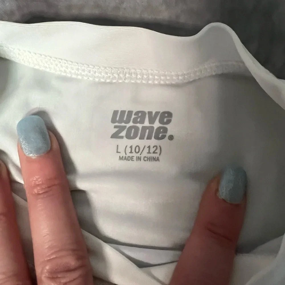 Wave Zone Blue Surfer Rash Guard Swim Shirt - size Large (10/12)